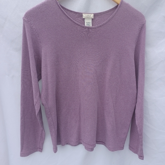 L.L. Bean Tops - L.L. Bean womans large Long sleeve purple striped top